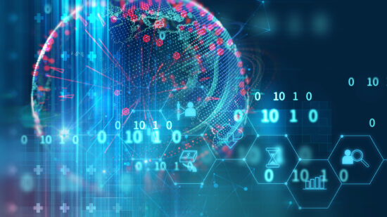 fintech icon  on abstract financial technology background .