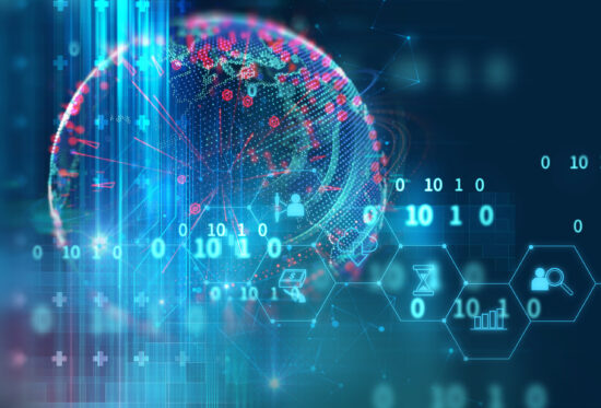 fintech icon on abstract financial technology background .