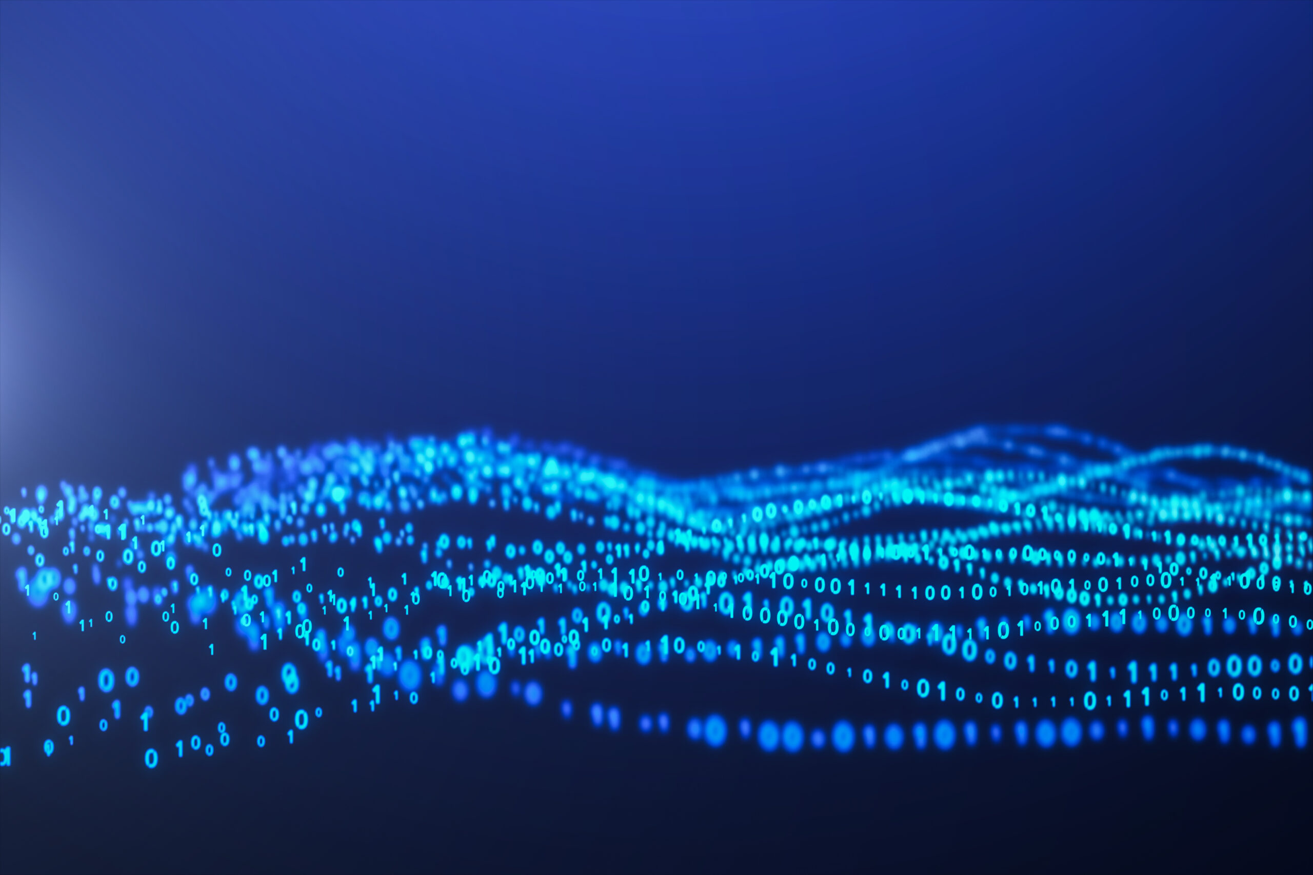 3D illustration Rendering of binary code wave pattern Abstract background.Futuristic Particles for business,Science and technology background