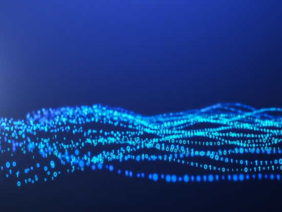 3D illustration Rendering of binary code wave pattern Abstract background.Futuristic Particles for business,Science and technology background