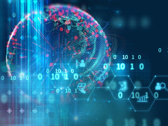fintech icon  on abstract financial technology background .